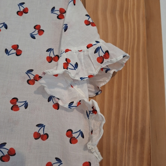 Kate Spade Cherry toss tie-front top, French cream, all cotton XL - Picture 10 of 10